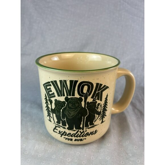 Star Wars Ewok Expeditions 20oz Tan Ceramic Coffee Mug Silver Buffalo RARE - Picture 1 of 6